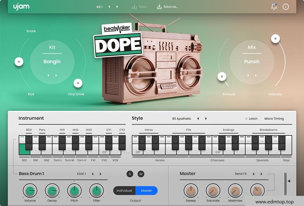 【嘻哈风格制作合成器】UJAM Beatmaker DOP