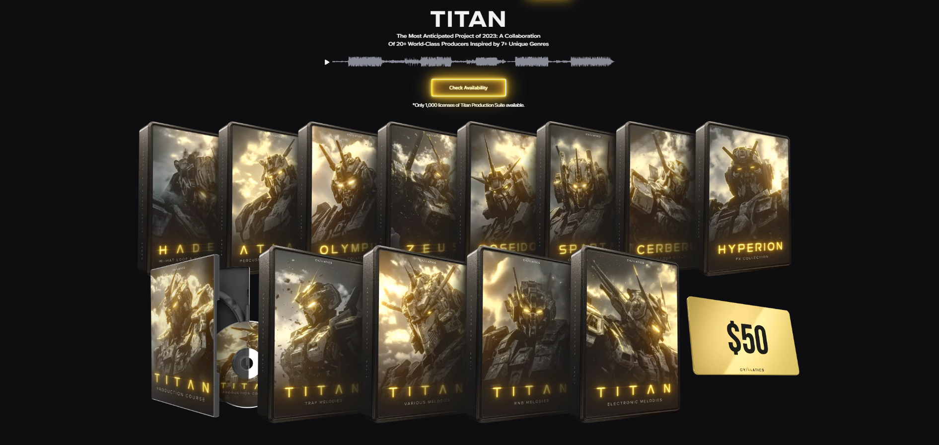 【Cymatics厂牌EDM多风格采样包限量版】Cymatics TITAN Production Suite