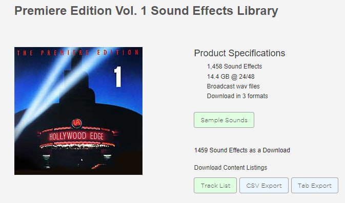 【好莱坞电影动物环境音效素材包】Hollywood Edge – The Premiere Edition Volume 1