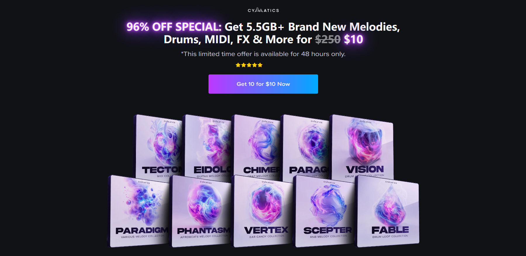 【Cymatics厂牌EDM多风格旋律采样包】Cymatics 10 FOR 10 2025